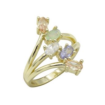 City Luxe Gold Tone Multiple Color Gemstone Ring