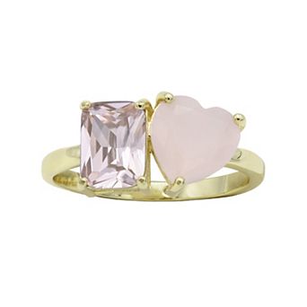 City Luxe Gold Tone Crystal Heart Ring