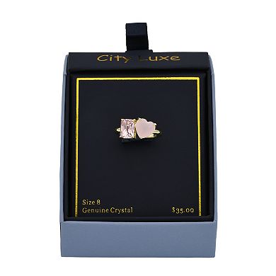 City Luxe Gold Tone Crystal Heart Ring