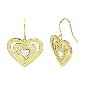 City Luxe Gold Two Tone Metal Heart Earrings