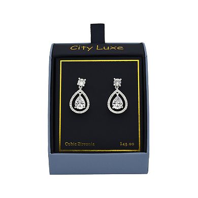 City Luxe Cubic Zirconia Teardrop Dangle Earrings