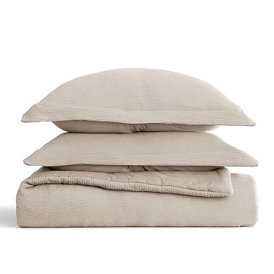 Home Collection Textured Gauze Crinkle Comforter Set with Shams