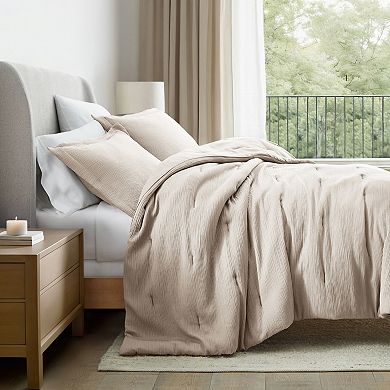 Home Collection Textured Gauze Crinkle Comforter Set with Shams