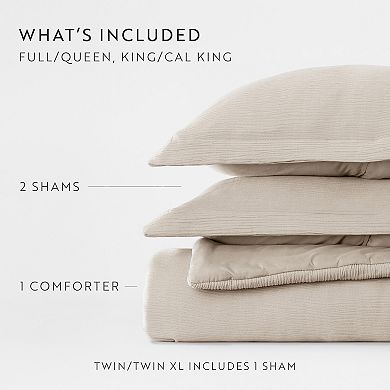 Home Collection Textured Gauze Crinkle Comforter Set with Shams