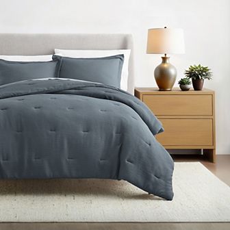 Home Collection Textured Gauze Crinkle Comforter Set with Shams