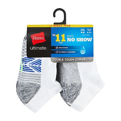 Boys Hanes Ultimate® 11-pk. Double Tough No-Show Socks