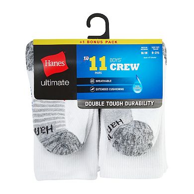 Boys Hanes Ultimate® 11-pk. Double Tough Crew Socks