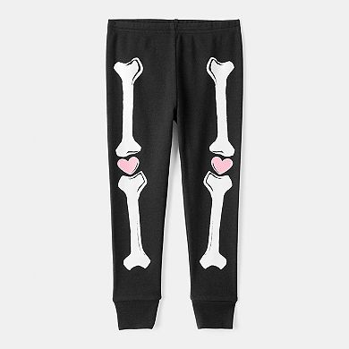 Toddler Girl Carter's 2-pc. Glow in The Dark Skeleton Pajama Top & Pajama Bottoms Set