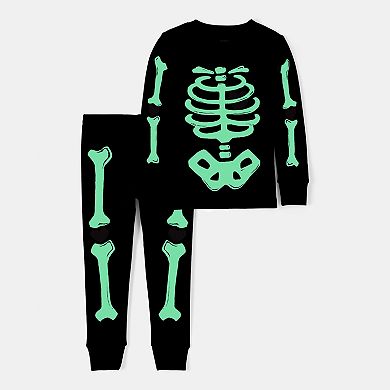 Toddler Girl Carter's 2-pc. Glow in The Dark Skeleton Pajama Top & Pajama Bottoms Set