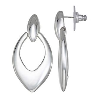 Napier Silver Tone Doorknocker Earrings