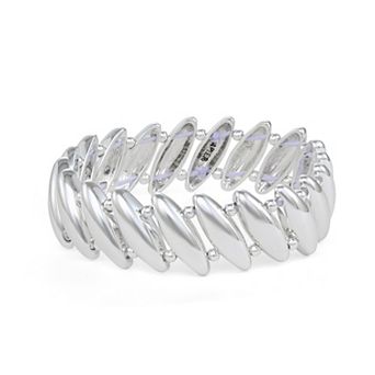 Napier Silver Tone Patterned Stretch Bracelet