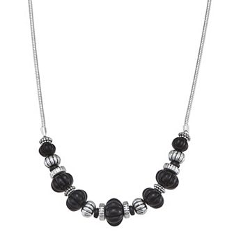 Napier Silver Tone Beaded Front Necklace