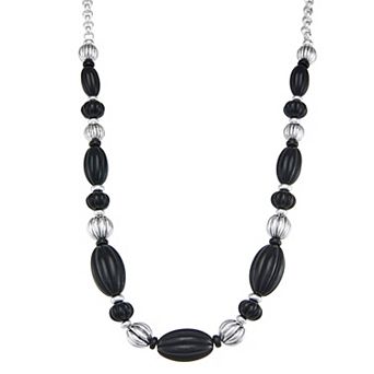 Napier Silver Tone Beaded Collar Necklace