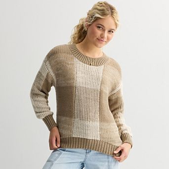 Juniors' SO® Check Crewneck