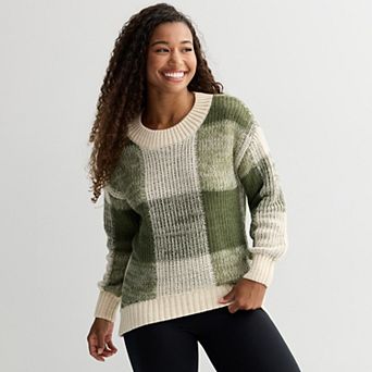 Juniors' SO® Check Crewneck