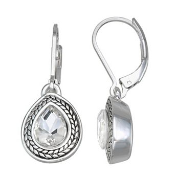 Napier Silver Tone Teardrop Dangle Earrings