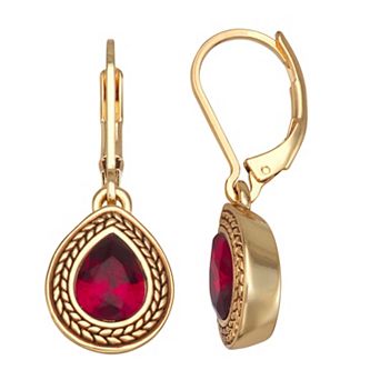 Napier Gold Tone Teardrop Dangle Earrings