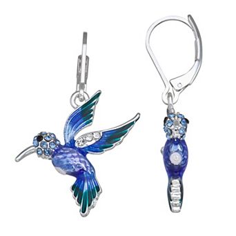 Napier Silver Tone Hummingbird Drop Earrings