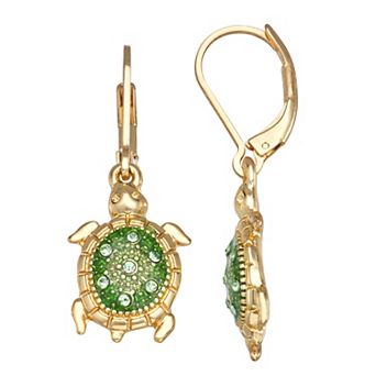 Napier Gold Tone Turtle Drop Earrings