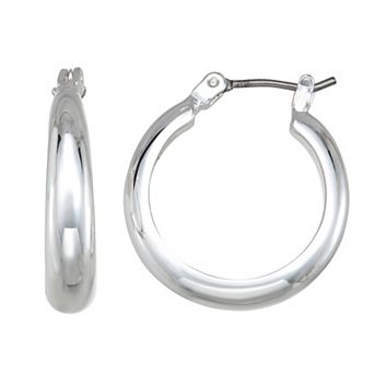 Napier Silver Tone Click-It Hoop Earrings