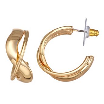 Napier Gold Tone Double C-Hoop Earrings