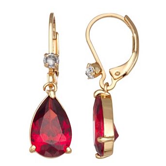 Napier Gold Tone Cubic Zirconia Teardrop Earrings