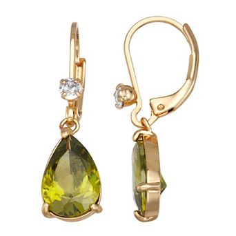 Napier Gold Tone Teardrop Cubic Zirconia Earrings