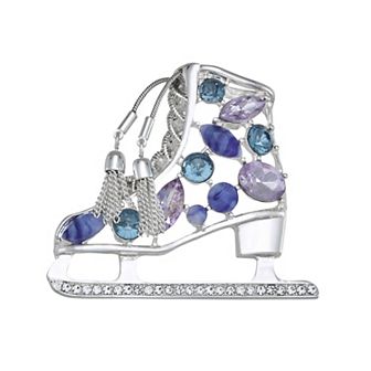 Napier Silver Tone Ice Skates Pin