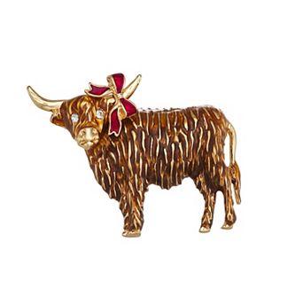 Napier Gold Tone Bow Cow Pin