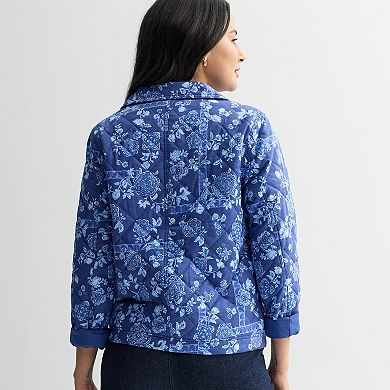 Women's Croft & Barrow® Collared Quilted Jacket