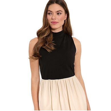 Women's London Times Mock Neck Two-Fer Dress