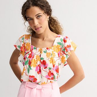 Women's Draper James Flutter Sleeve Smocked Top