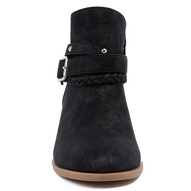 sugar Sansa Women's Slip-On Ankle Wedge Boots