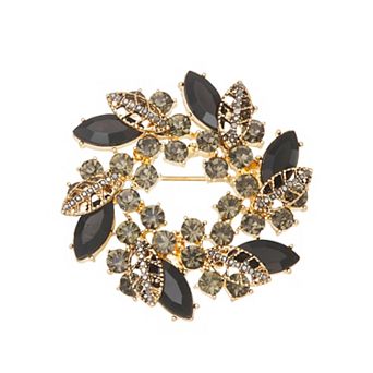 Napier Jet Tone Elevated Wreath Pin