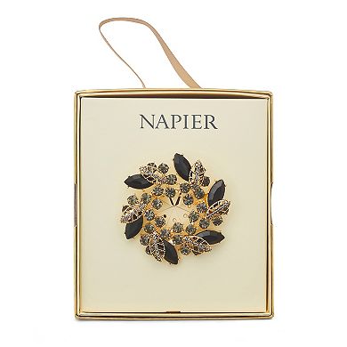 Napier Jet Tone Elevated Wreath Pin