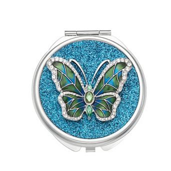Napier Silver Tone Elevated Butterfly Compact Mirror