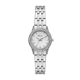 Relic by Fossil Women's Silver-Tone Bracelet Watch with Crystal Accents - ZR37303