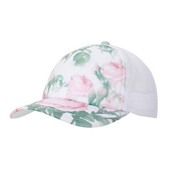 Women's Floral Rose Print Foam Trucker Hat