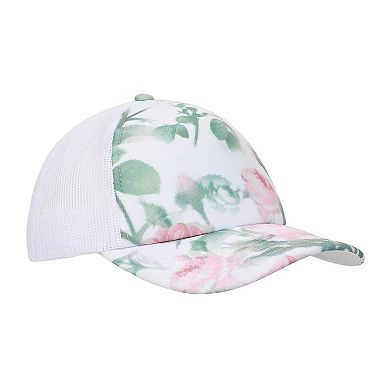 Women's Floral Rose Print Foam Trucker Hat