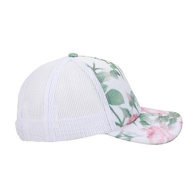 Women's Floral Rose Print Foam Trucker Hat