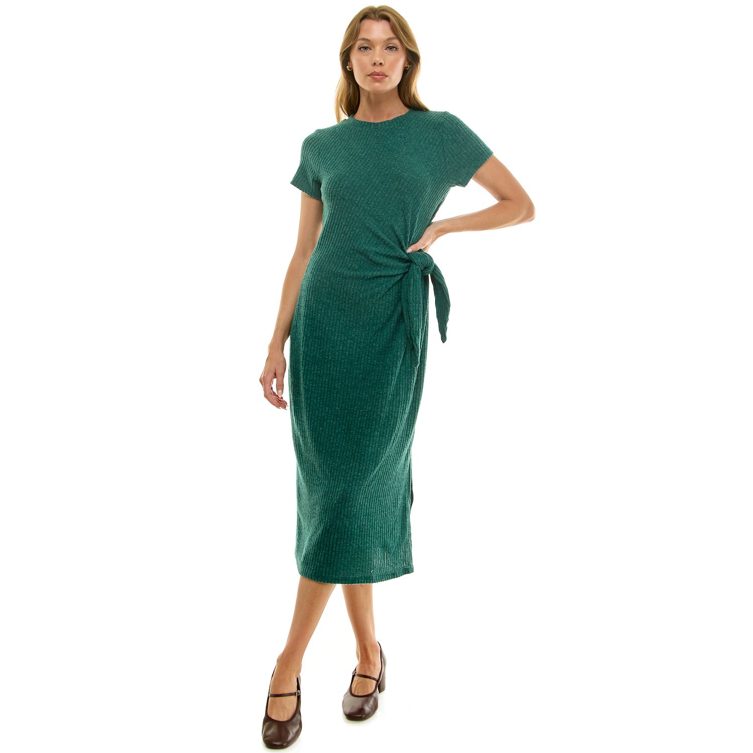 Женское платье Luxology Side Tie Midi, цвет: Изумрудный