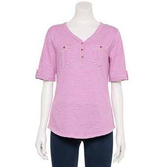 Women's Croft & Barrow® Elbow Sleeve Utility Henley Top