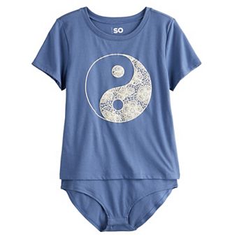 Girls 6-16 SO® Adaptive Short Sleeved Graphic Bodysuit