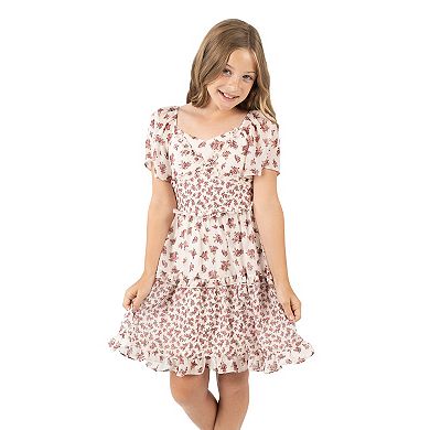 Girls 7-16 Rare Editions 2-pc. Cropped Corduroy Jacket & Tiered Chiffon Dress Set