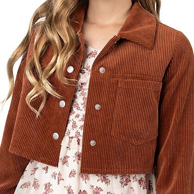 Girls 7-16 Rare Editions 2-pc. Cropped Corduroy Jacket & Tiered Chiffon Dress Set