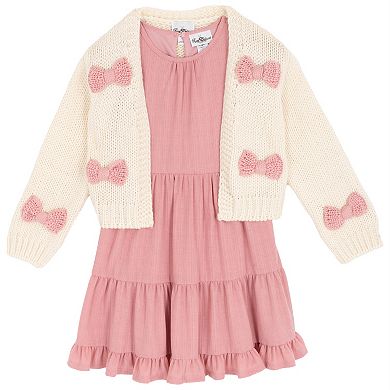 Girls 7-16 Rare Editions 2-pc. Chunky Bow Cardigan & Knit Dress Set