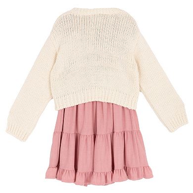 Girls 7-16 Rare Editions 2-pc. Chunky Bow Cardigan & Knit Dress Set