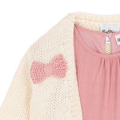 Girls 7-16 Rare Editions 2-pc. Chunky Bow Cardigan & Knit Dress Set