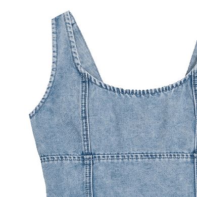 Girls 7-16 Rare Editions Acid Washed Denim Corset Dress