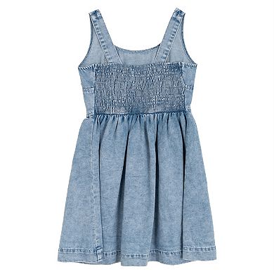 Girls 7-16 Rare Editions Acid Washed Denim Corset Dress